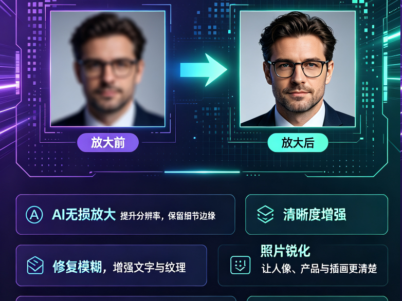手机拍的糊图有救了！这款免费AI放大神器，本地运行不花一分钱