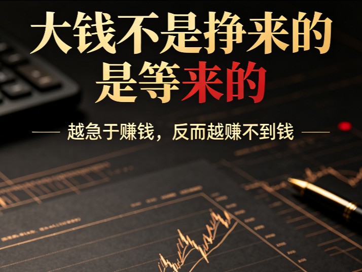大钱不是挣来的，是等来的！越急于赚钱，反而越赚不到钱