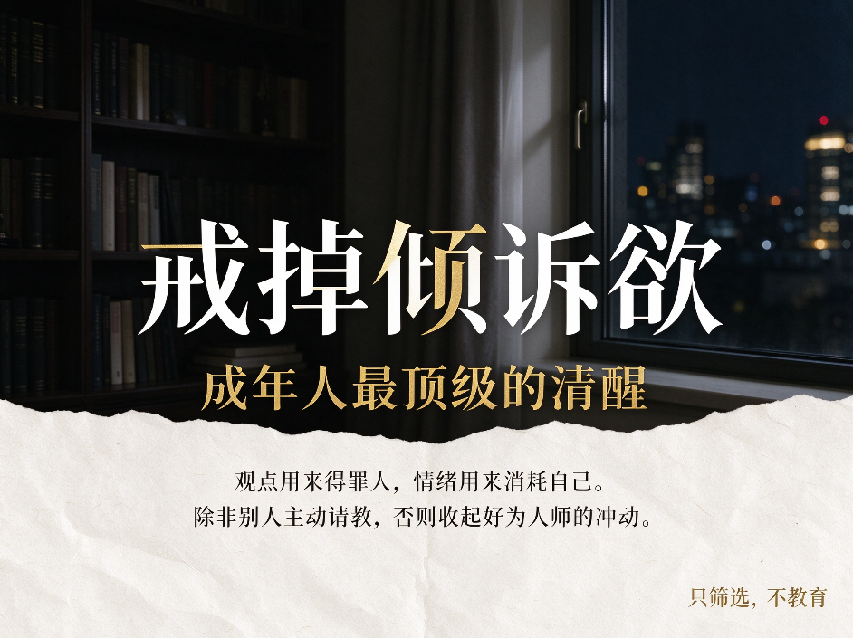 成年人最顶级的清醒：戒掉倾诉欲，对烂人烂事“冷血”一点!