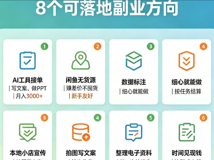 下班后每天2小时，2026年这8个副业方向零门槛、不囤货、不用辞职，普通人也能上手
