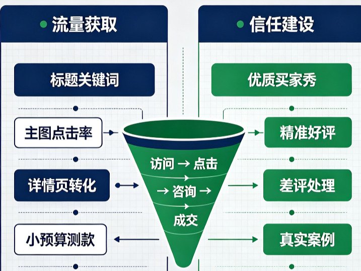 运营核心：吃透平台规则与内容合规，用免费流量和付费推广获取精准流量，靠信任转化、私域复购与数据复盘实现稳定增长