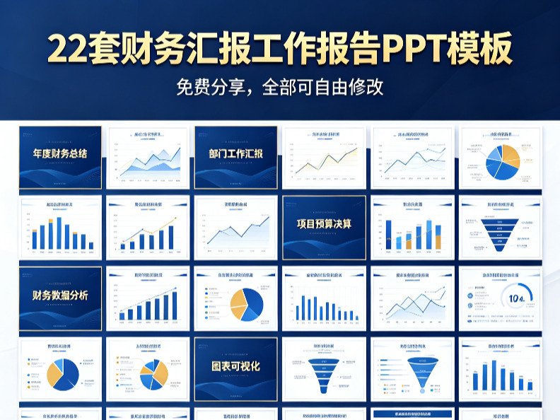 财务汇报PPT数据乱、没逻辑、被领导批评？22套免费财务报告PPT模板网盘下载，含财报分析、年终总结、预算汇报，可修改直接套用|三二说