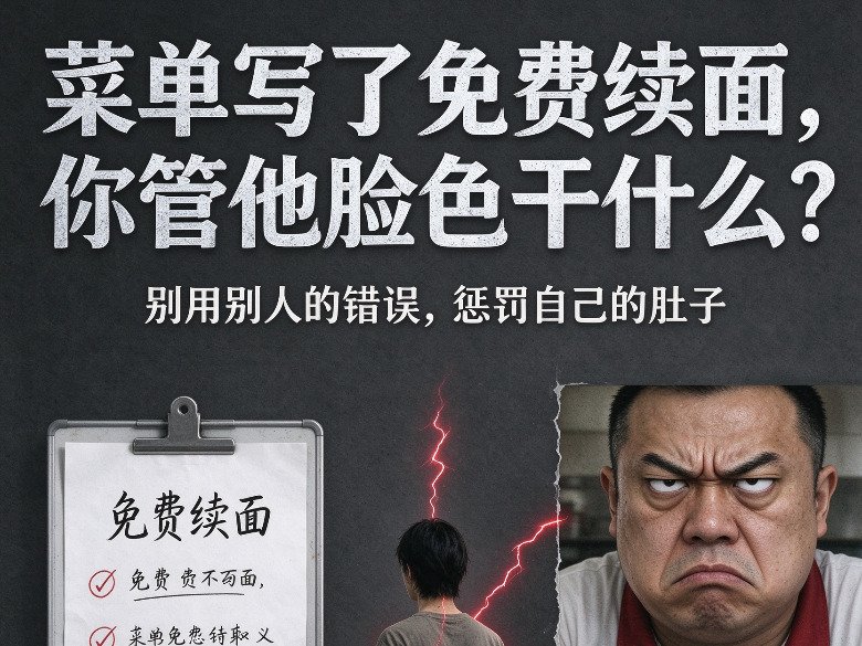 为了吃饱饭去续面，却被老板翻白眼：成年人的体面，到底有多心酸？